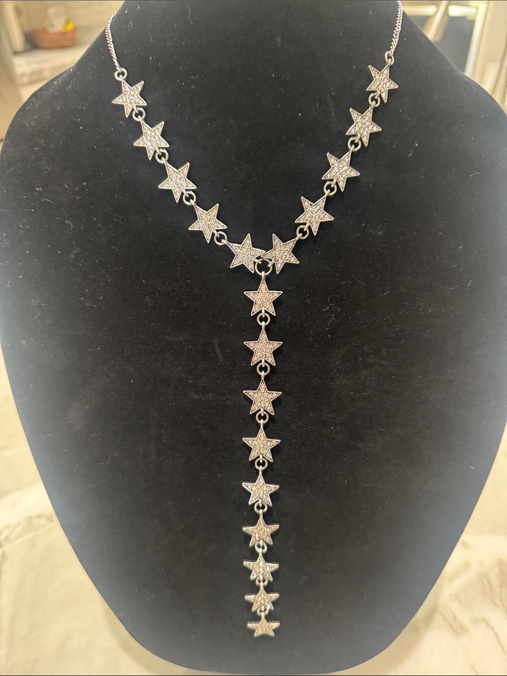 Idyllwind Silver Star Drop Necklace with Crystal Accents